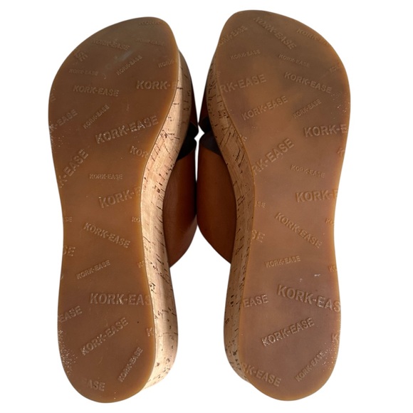 Kork Ease Sabrina Cognac Brown Leather Wedge Sandals Size 8 - Picture 8 of 10
